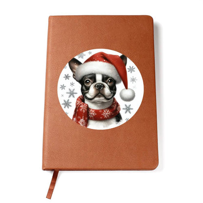 Christmas Dog - Boston Terrier - Vegan Leather Journal