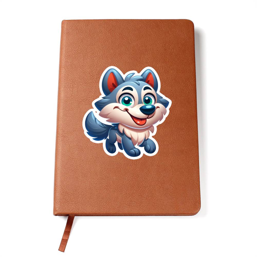 Cute Wolf sticker 216 - Vegan Leather Journal