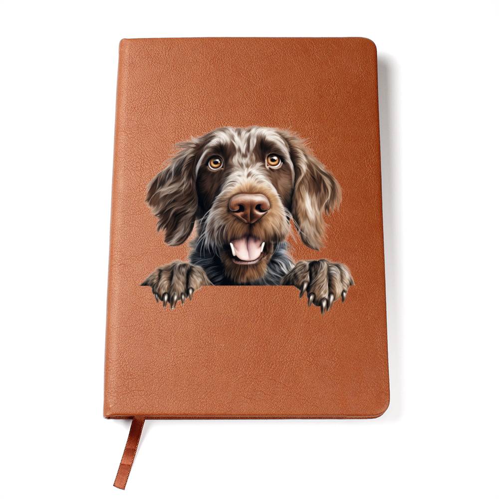 German Wirehaired Pointer Peeking - Vegan Leather Journal