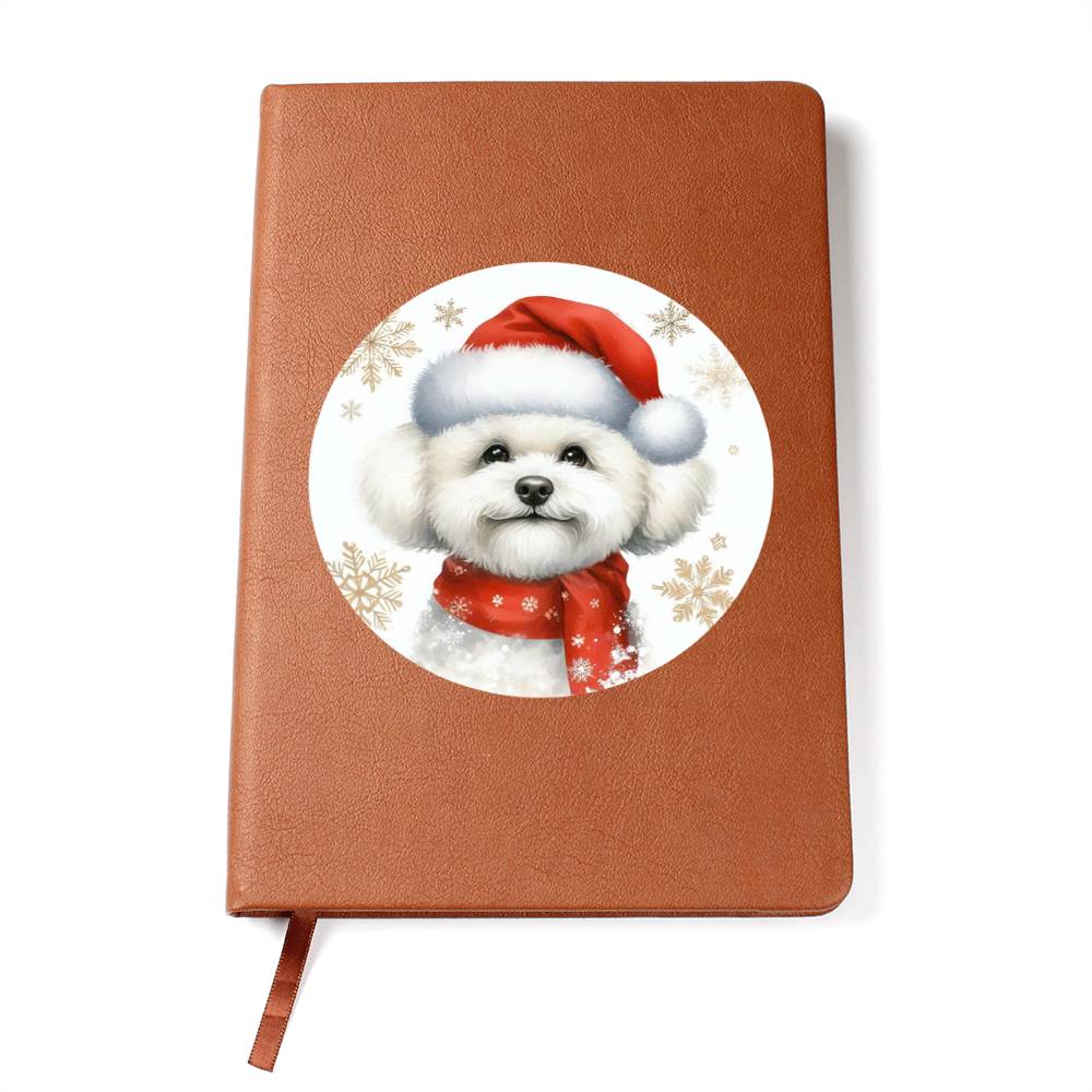 Christmas Dog - Bichon Frise - Vegan Leather Journal