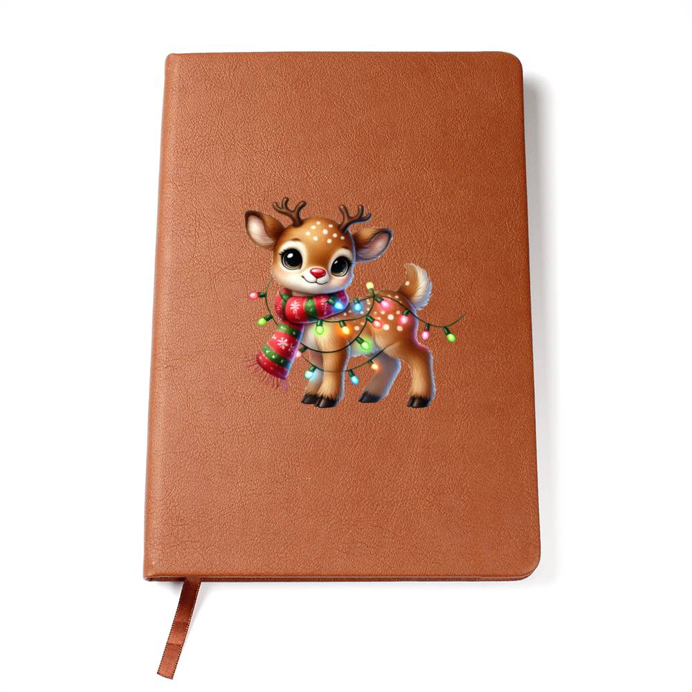 Cute Christmas Reindeer 019 - Vegan Leather Journal