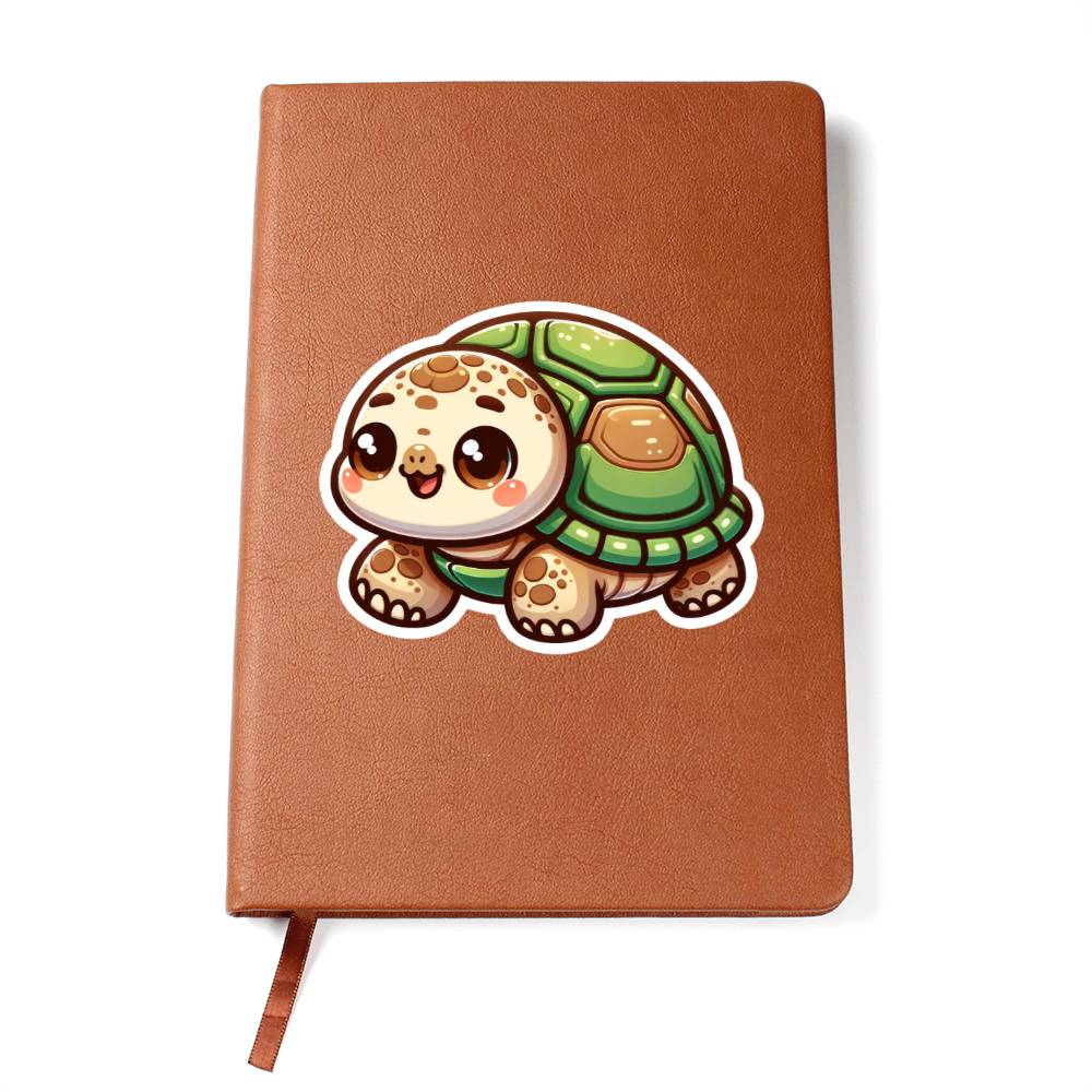 Cute Galápagos Tortoise sticker 56 - Vegan Leather Journal