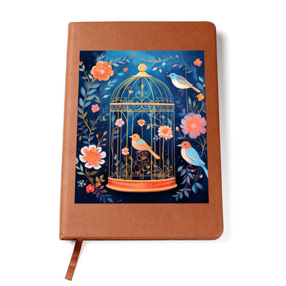 Birds And Floral Design 128 - Vegan Leather Journal