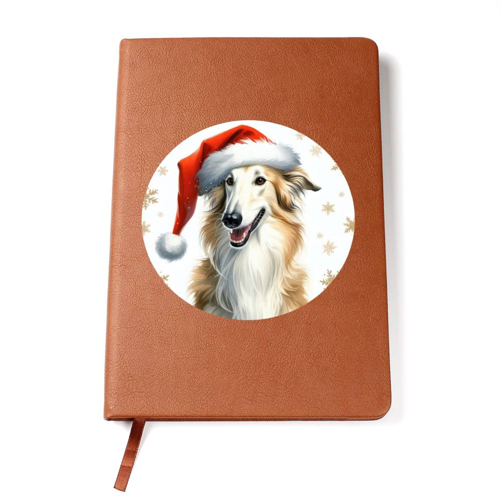 Christmas Dog - Borzoi - Vegan Leather Journal