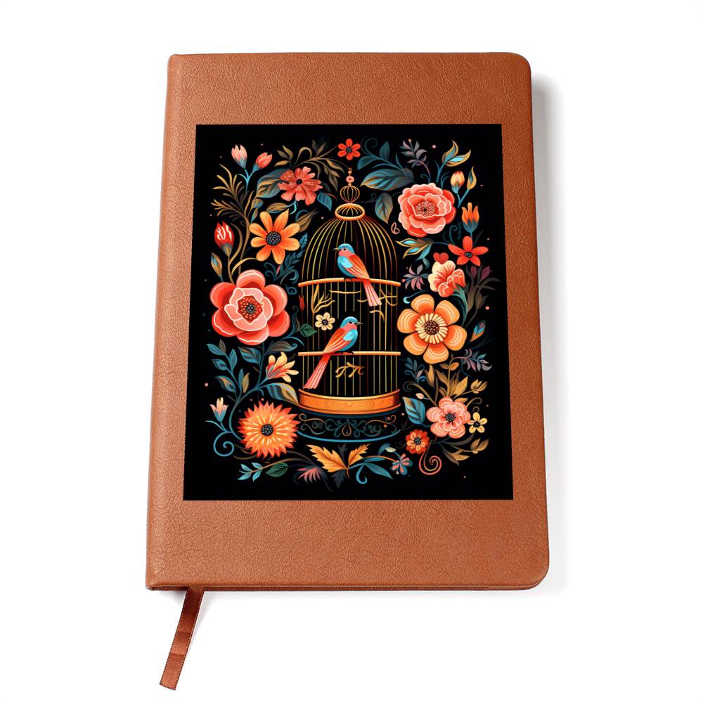 Birds And Floral Design 153 - Vegan Leather Journal