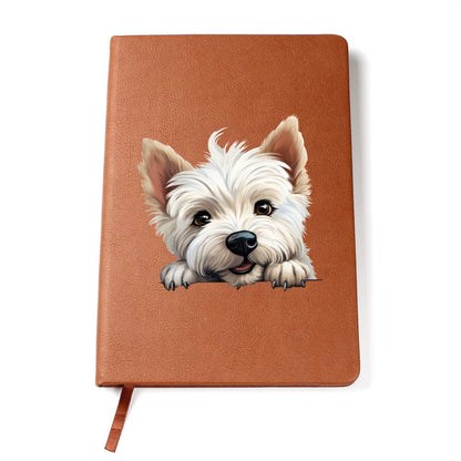 West Highland White Terrier Peeking - Vegan Leather Journal