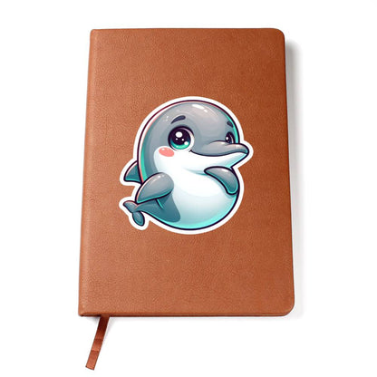 Cute Dolphin sticker 39 - Vegan Leather Journal