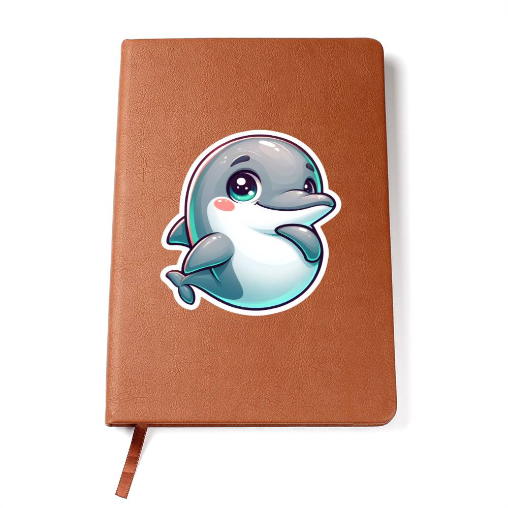 Cute Dolphin sticker 39 - Vegan Leather Journal