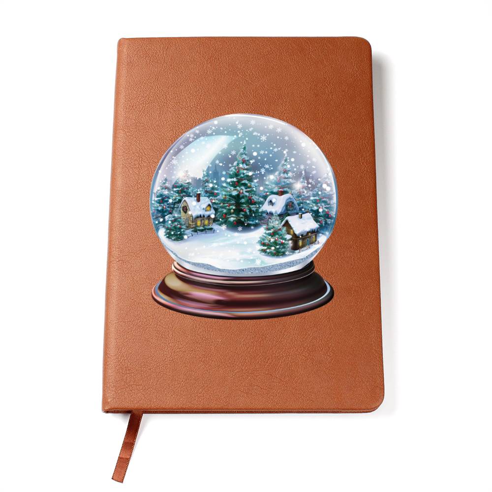 Watercolor Christmas Snow Globe 034 - Vegan Leather Journal