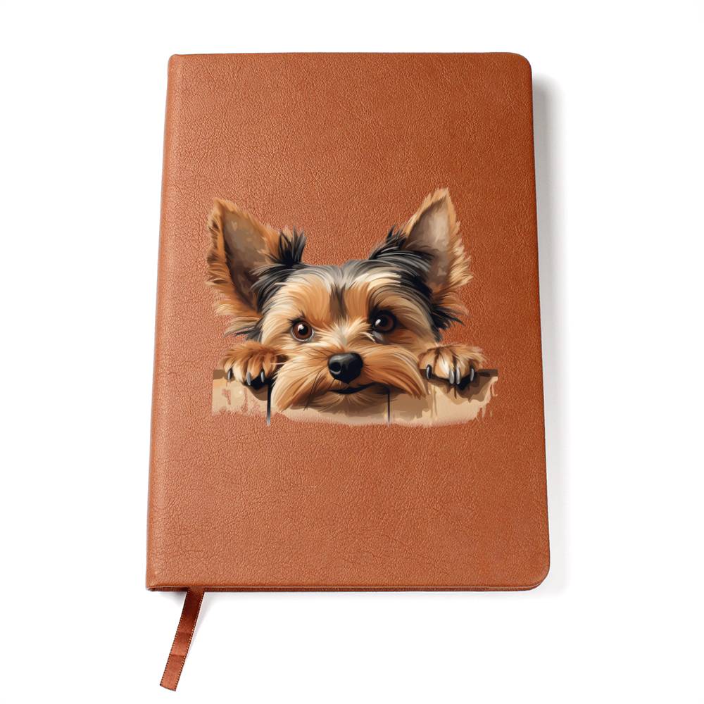 Yorkshire Terrier Peeking - Vegan Leather Journal