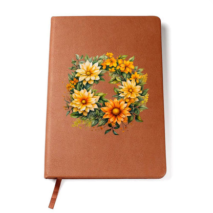 Floral Flower Wreath 144 - Vegan Leather Journal