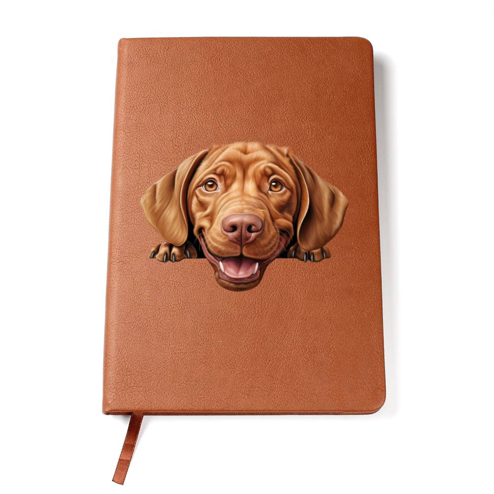 Wirehaired Vizsla Peeking - Vegan Leather Journal