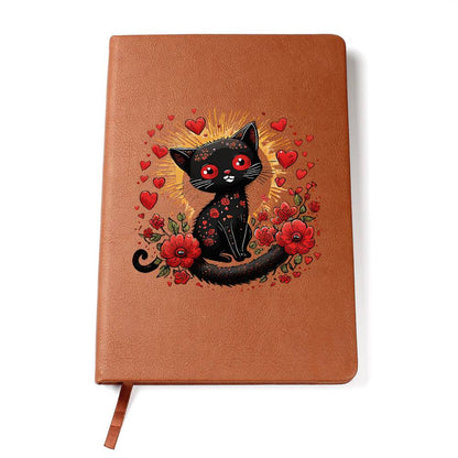 Valentine's Day Black Cat 059 - Vegan Leather Journal