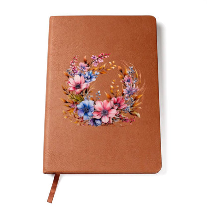 Floral Flower Wreath 155 - Vegan Leather Journal