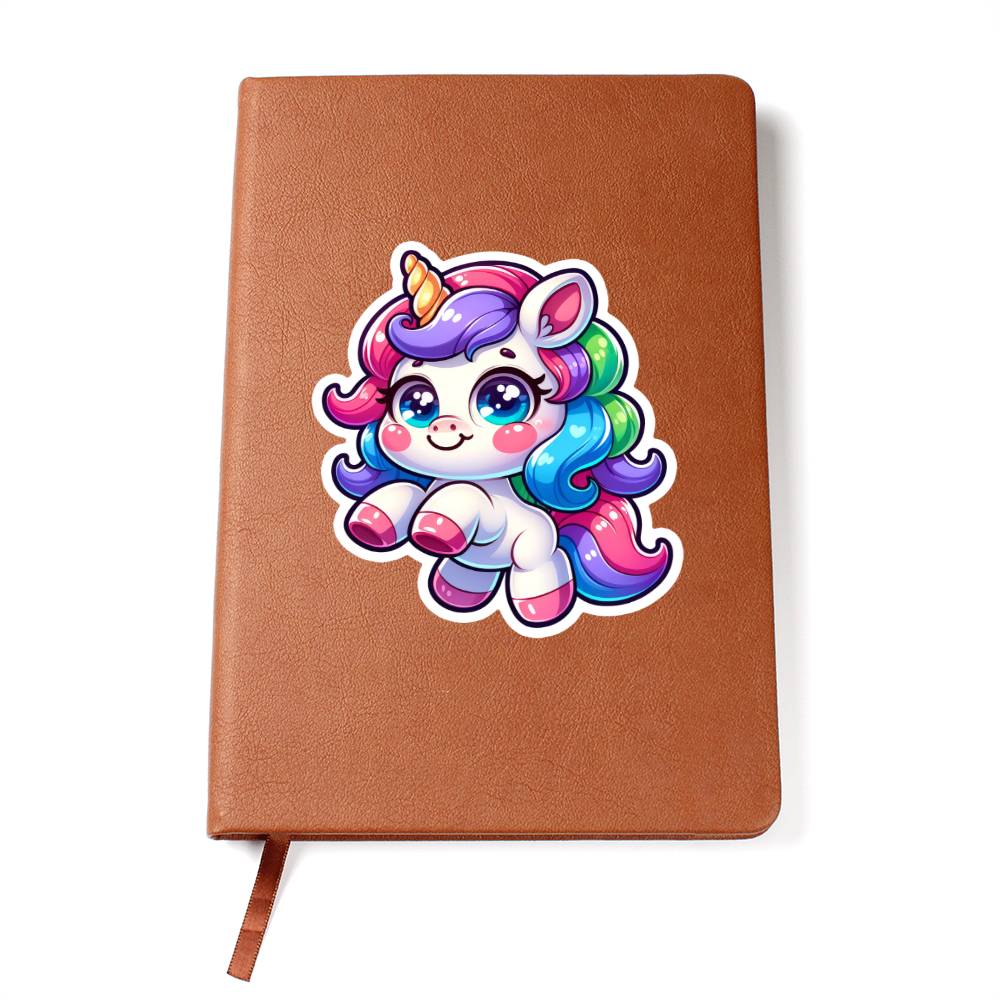 Cute Unicorn sticker 194 - Vegan Leather Journal