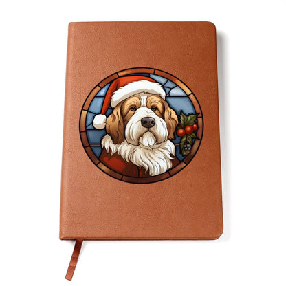 Dog Stained Glass Christmas Design 034 - Vegan Leather Journal