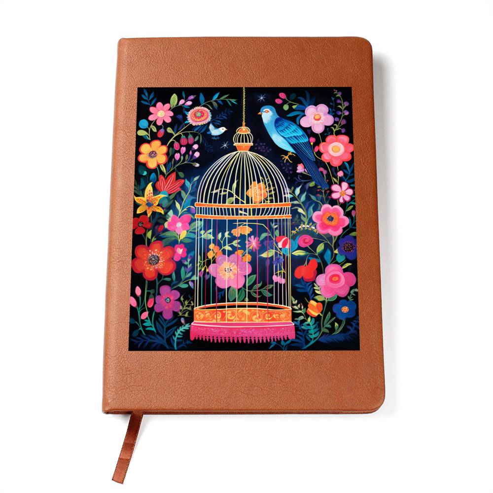 Birds And Floral Design 038 - Vegan Leather Journal