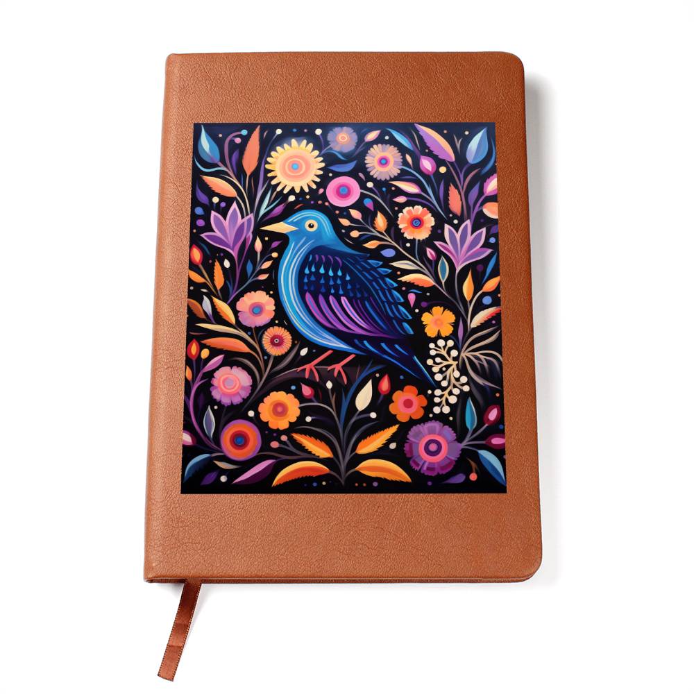 Birds And Floral Design 066 - Vegan Leather Journal