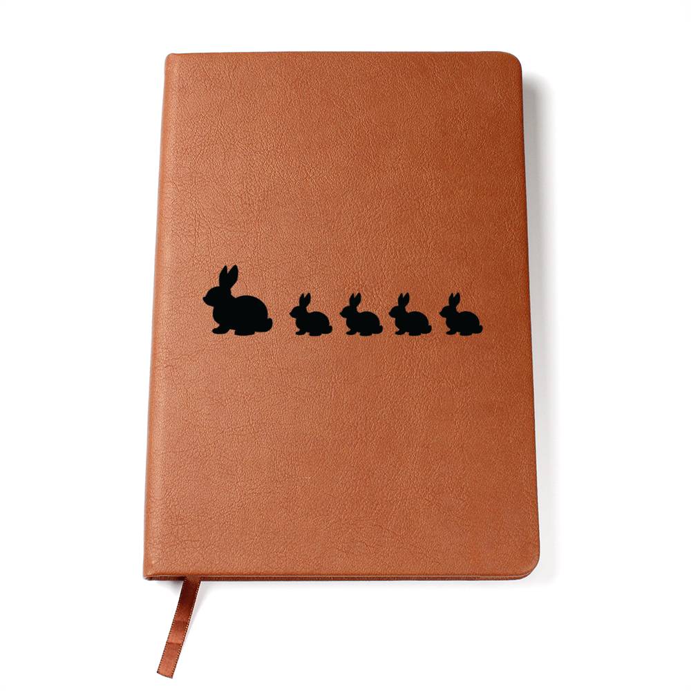 Mama Rabbit With 4 Kittens - Vegan Leather Journal