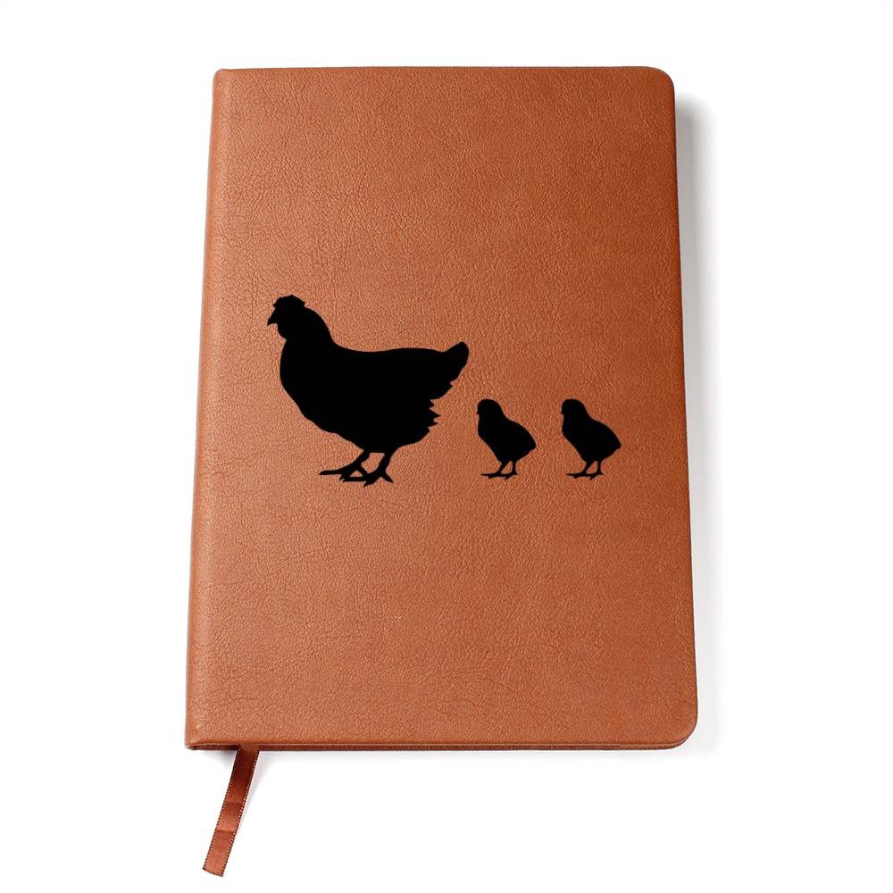 Mama Chicken With 2 Chicks - Vegan Leather Journal
