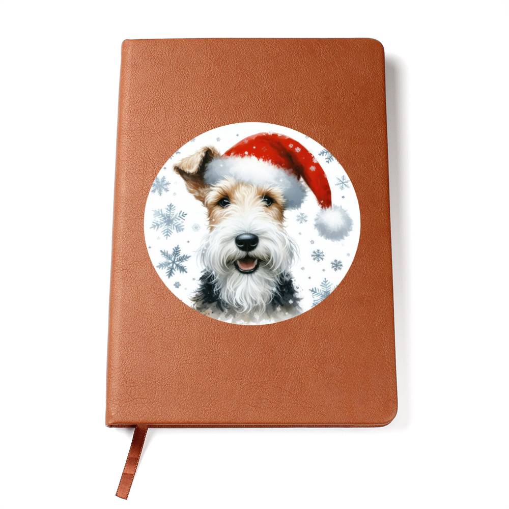 Christmas Dog - Wire Fox Terrier - Vegan Leather Journal