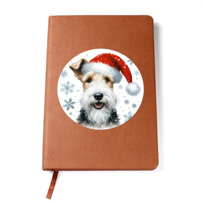 Christmas Dog - Wire Fox Terrier - Vegan Leather Journal