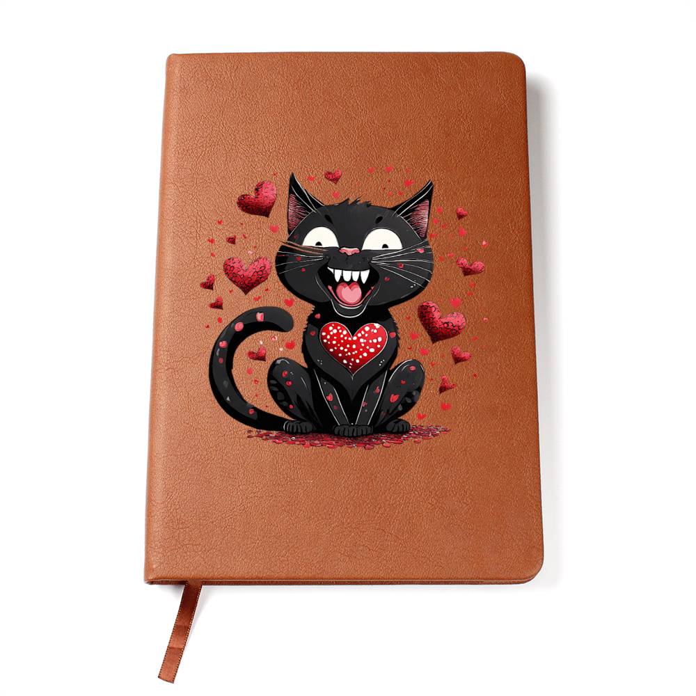 Valentine's Day Black Cat 024 - Vegan Leather Journal