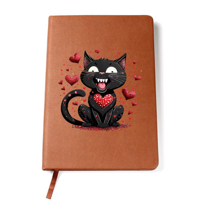 Valentine's Day Black Cat 024 - Vegan Leather Journal