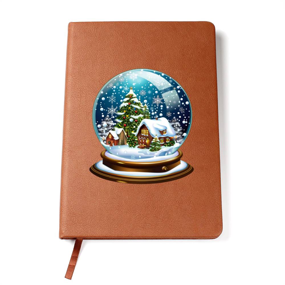 Watercolor Christmas Snow Globe 026 - Vegan Leather Journal