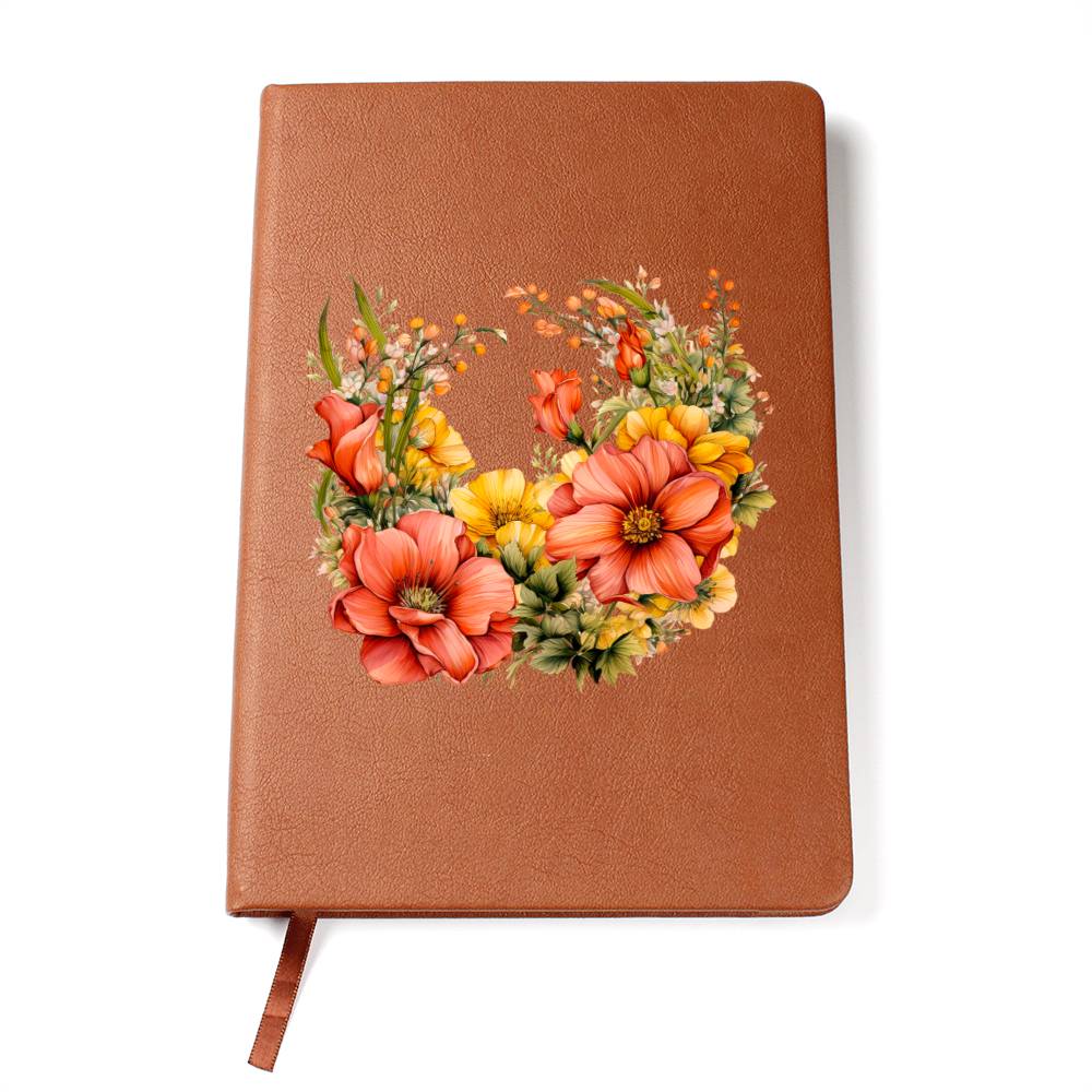 Floral Flower Wreath 006 - Vegan Leather Journal