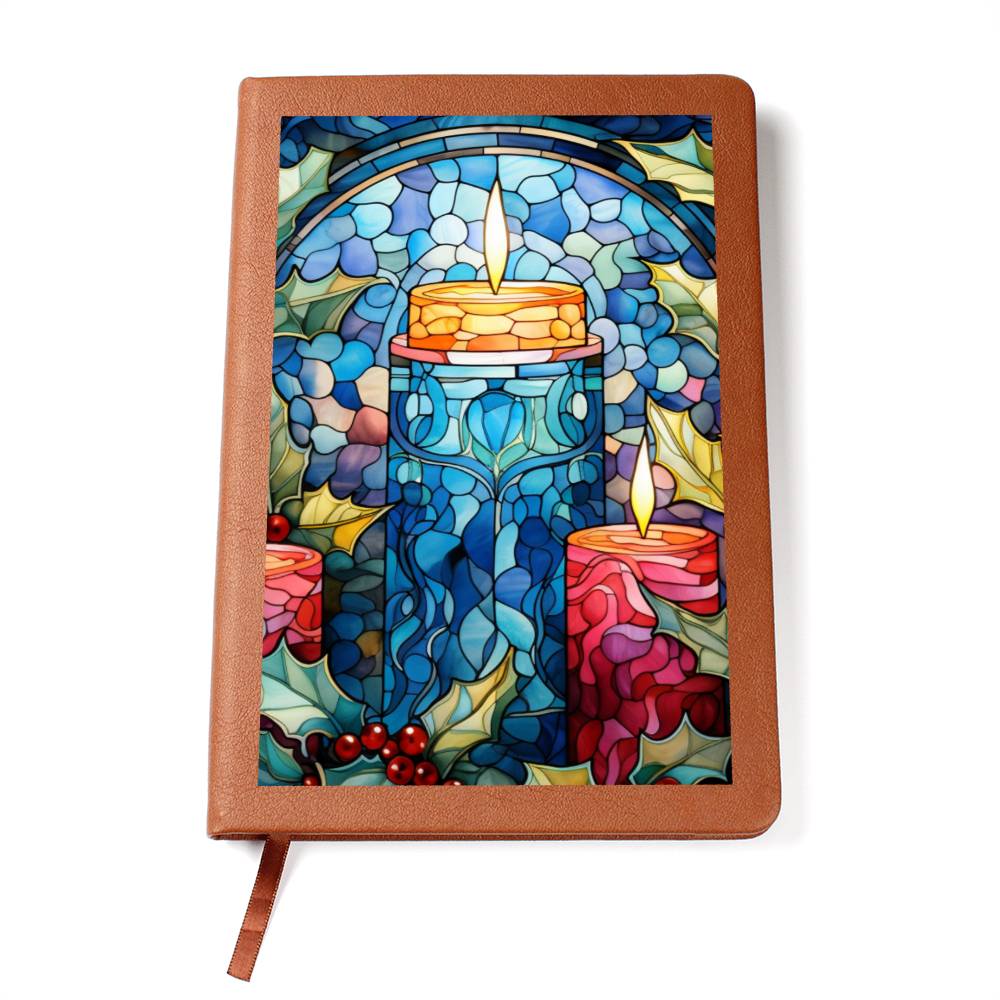 Christmas Stained Glass Design 011 - Vegan Leather Journal