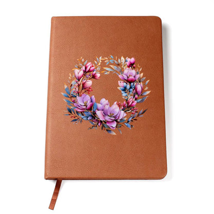 Floral Flower Wreath 072 - Vegan Leather Journal