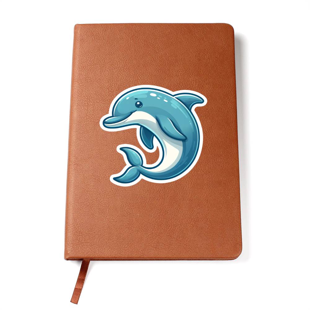 Cute River dolphin sticker 147 - Vegan Leather Journal