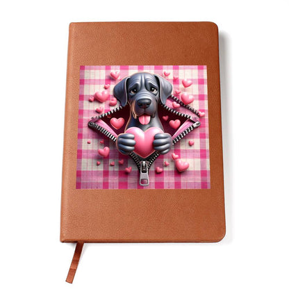 Valentine's Day Dog And Zipper 026 - Vegan Leather Journal