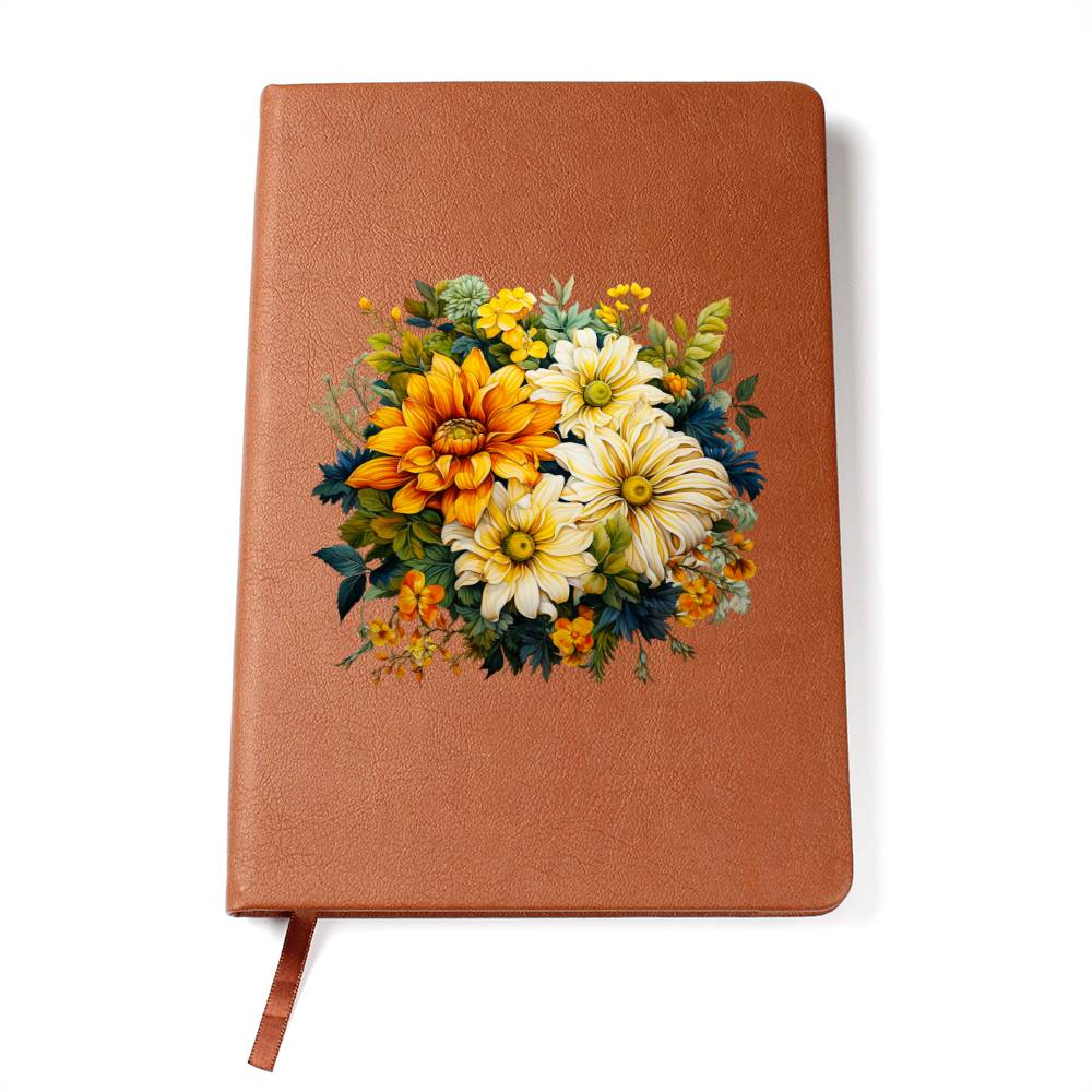 Floral Flower Wreath 093 - Vegan Leather Journal