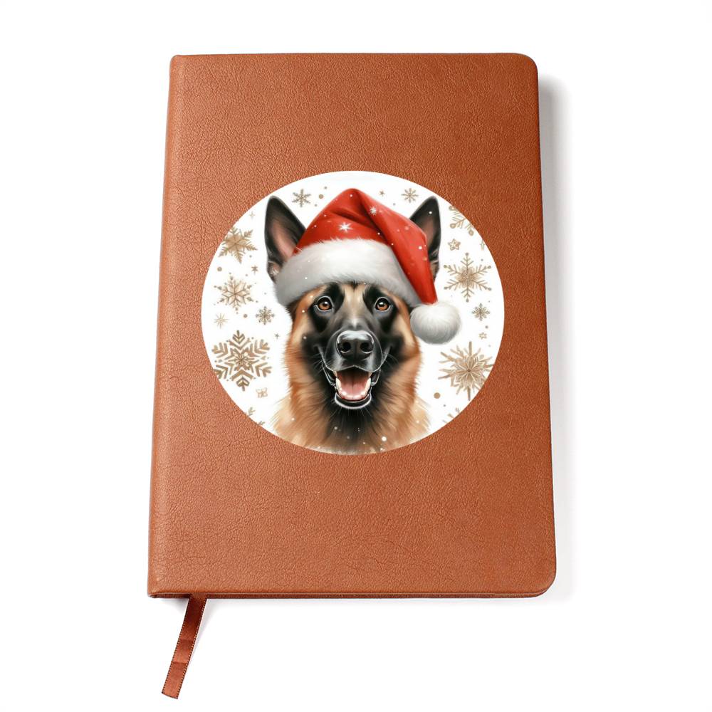 Christmas Dog - Belgian Malinois - Vegan Leather Journal