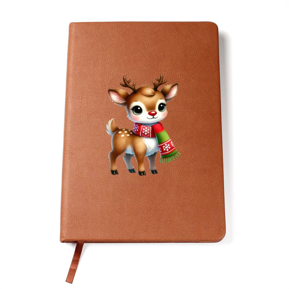 Cute Christmas Reindeer 002 - Vegan Leather Journal