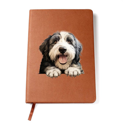 Old English Sheepdog Peeking - Vegan Leather Journal