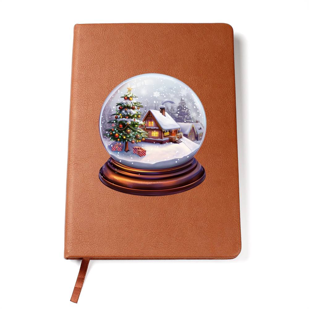 Watercolor Christmas Snow Globe 032 - Vegan Leather Journal