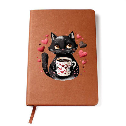 Valentine's Day Black Cat 020 - Vegan Leather Journal