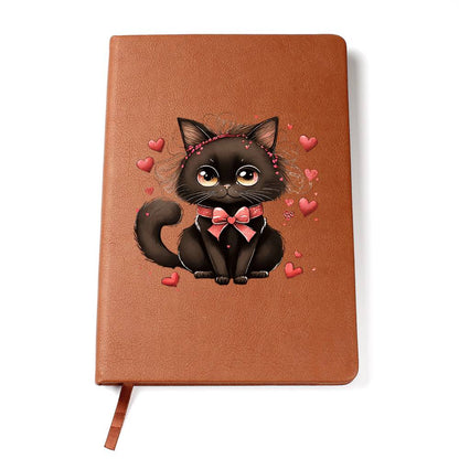 Valentine's Day Black Cat 035 - Vegan Leather Journal