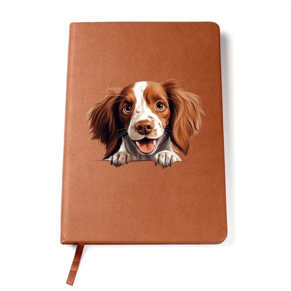 Irish Red and White Setter Peeking - Vegan Leather Journal