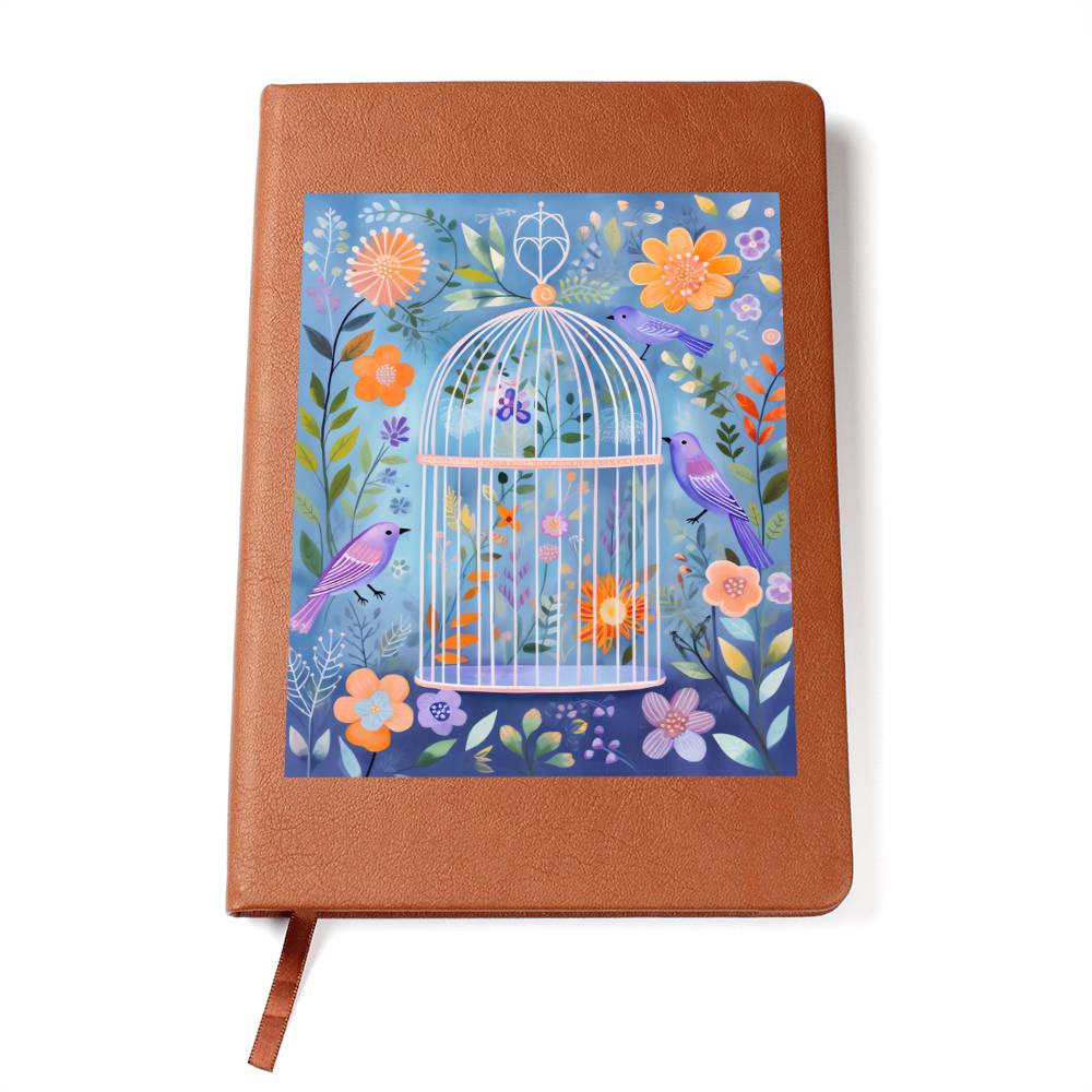 Birds And Floral Design 134 - Vegan Leather Journal