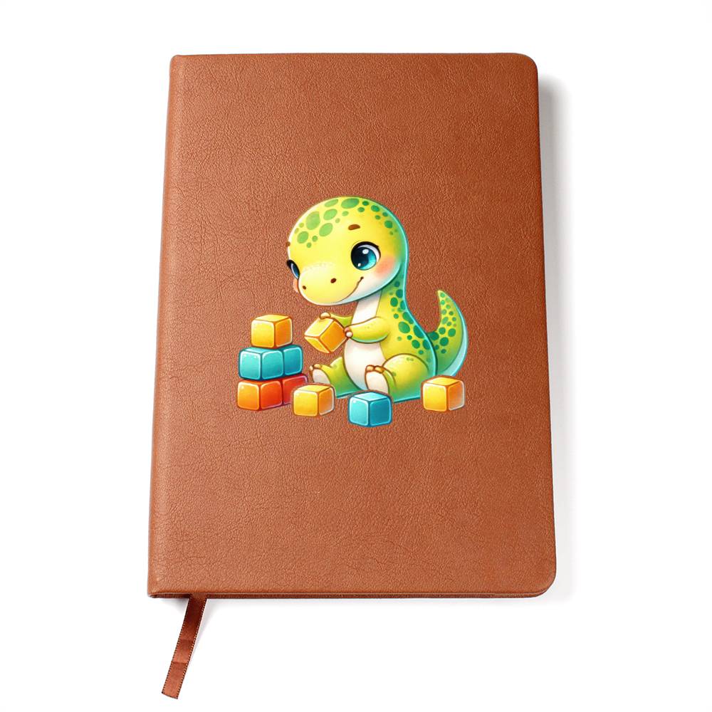 Colorful Baby Dinosaur 102 - Vegan Leather Journal