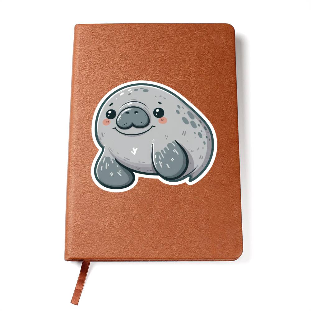Cute Manatee sticker 91 - Vegan Leather Journal