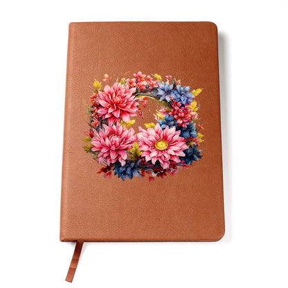 Floral Flower Wreath 148 - Vegan Leather Journal