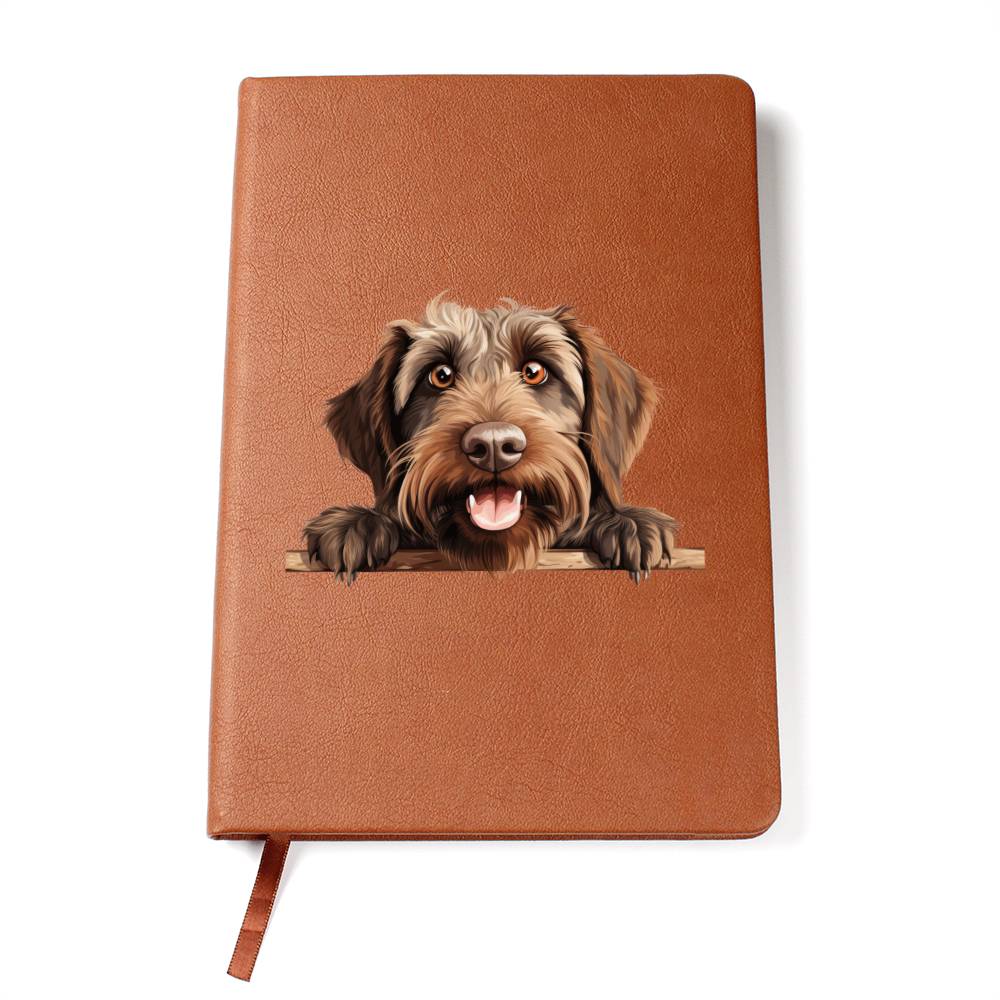 Wirehaired Pointing Griffon Peeking - Vegan Leather Journal