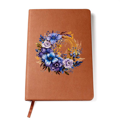 Floral Flower Wreath 111 - Vegan Leather Journal