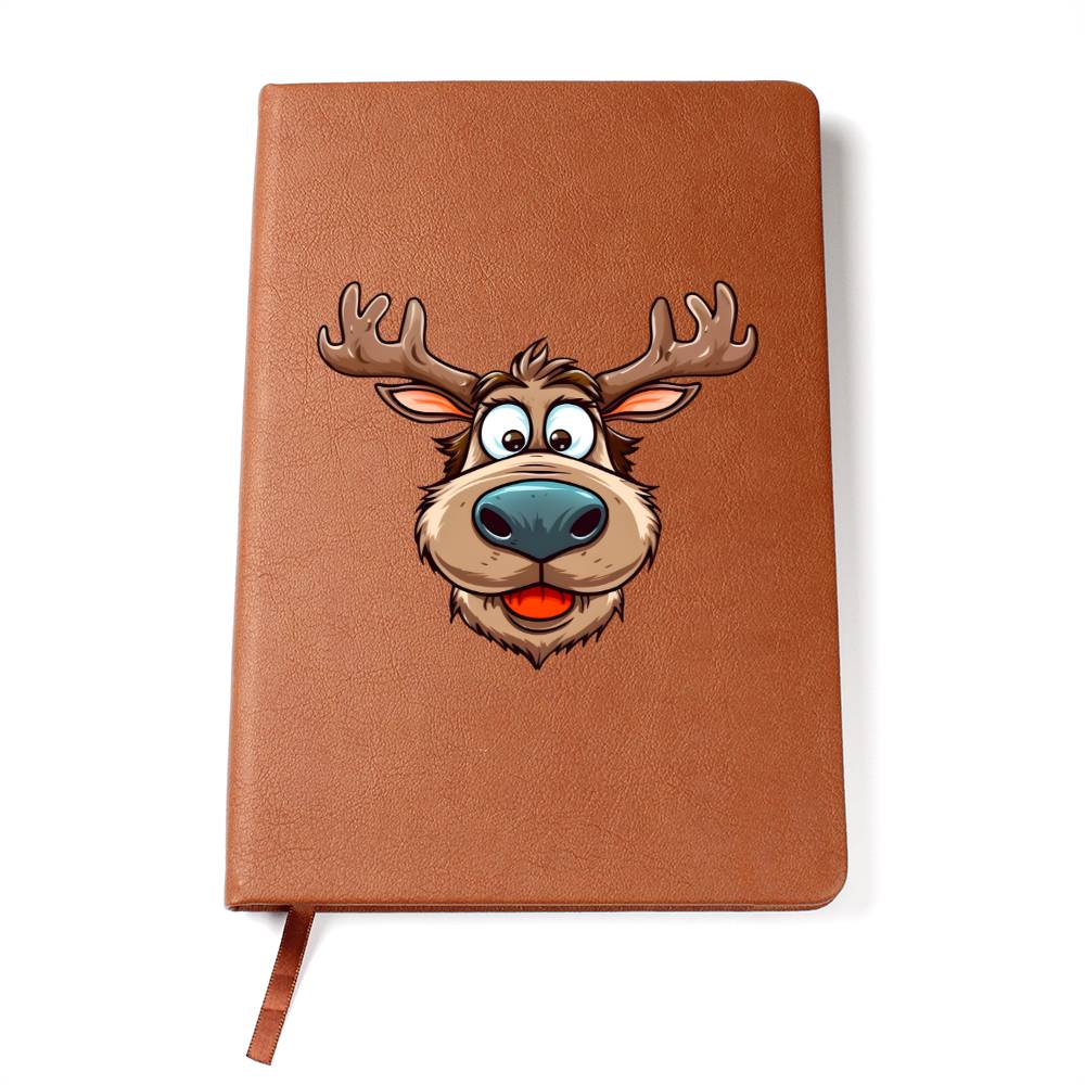 Funny Reindeer Face 02 - Vegan Leather Journal