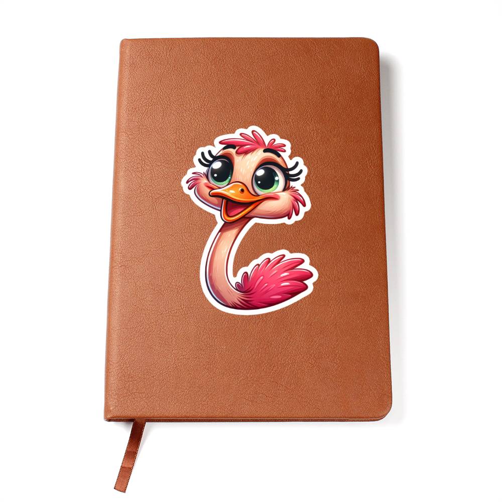 Cute Ostrich sticker 113 - Vegan Leather Journal
